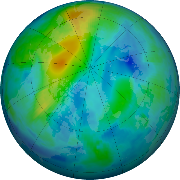 Arctic ozone map for 31 October 1996